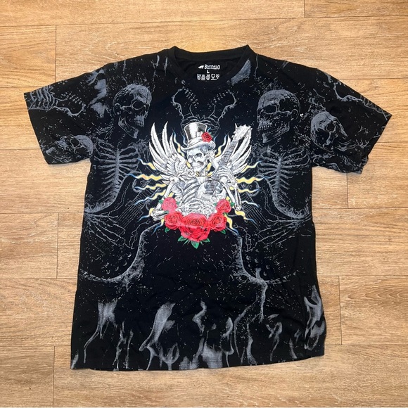 Buffalo David Bitton Black Graphic Tee size large - Picture 1 of 3